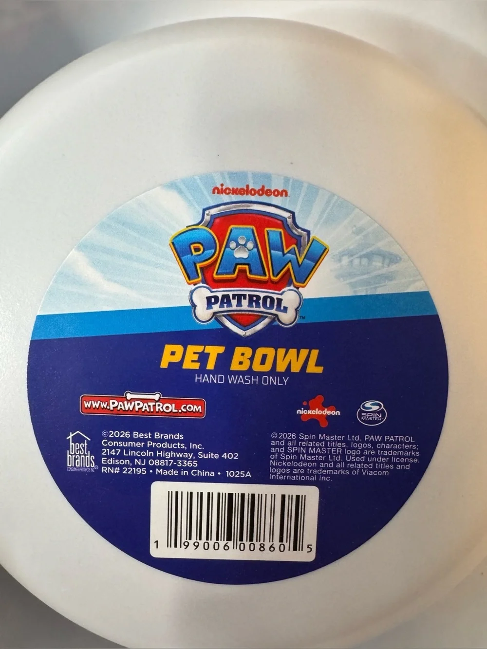 Nickelodeon PAW Patrol Pet Bowl Blue and White feeding chase marshal graphic